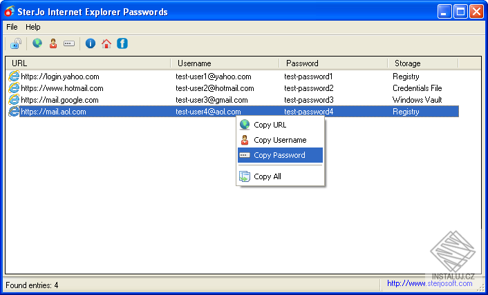 SterJo Internet Explorer Passwords