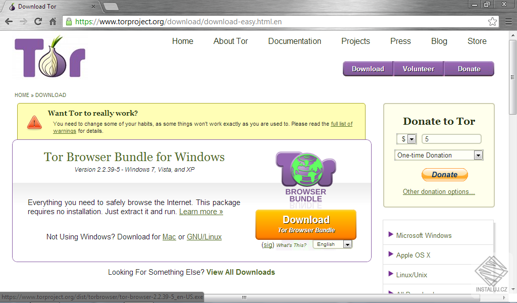 Tor Browser Bundle for Windows