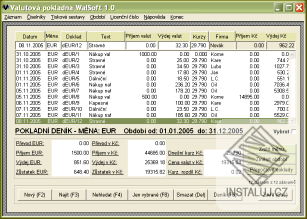 Valutový pokladní deník WalSoft