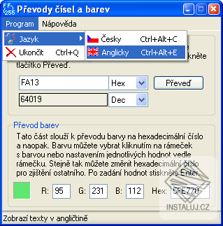 Numbers and colors converter