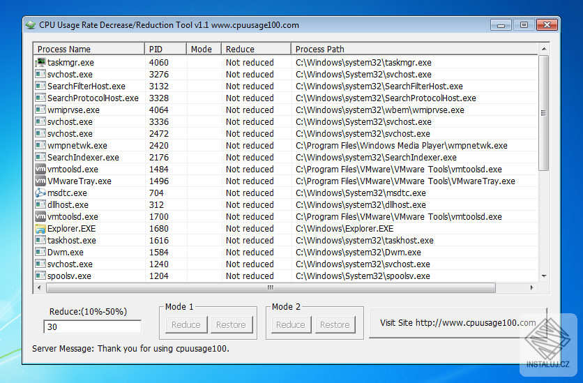 CPU Usage Rate Decrease/Reduction Tool
