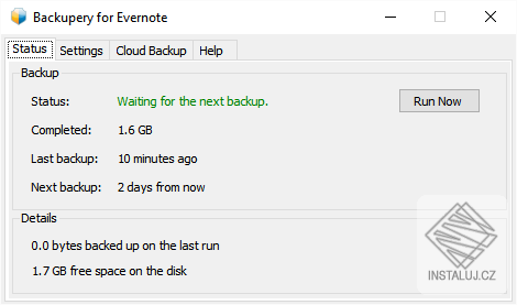 Backupery pro Evernote