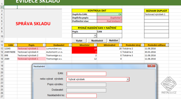 Evidence a správa skladu