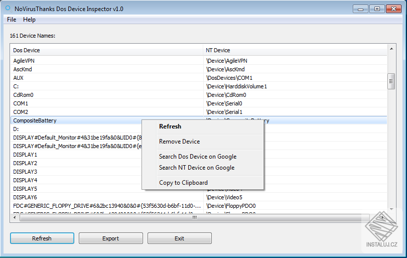 NoVirusThanks Dos Device Inspector