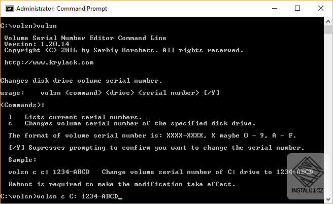 Volume Serial Number Editor Command Line