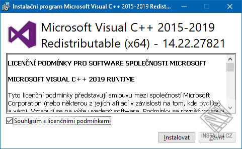 Součásti Visual C++ pro Visual Studio 2015, 2017, 2019