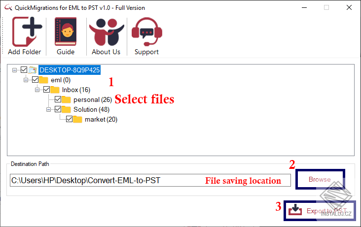 QuickMigrations for EML to Outlook PST