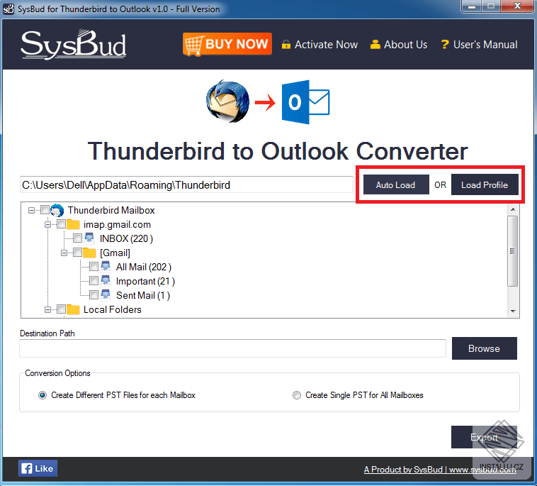 SysBud Thunderbird to Outlook Converter