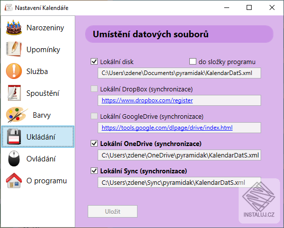 Kalendář - pyramidak software