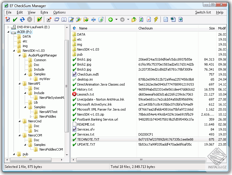 EF CheckSum Manager