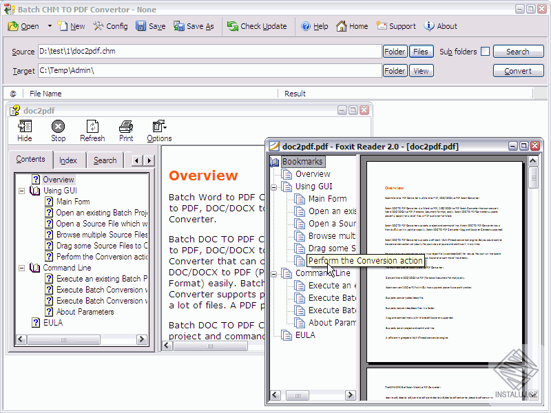 Batch CHM to PDF Converter