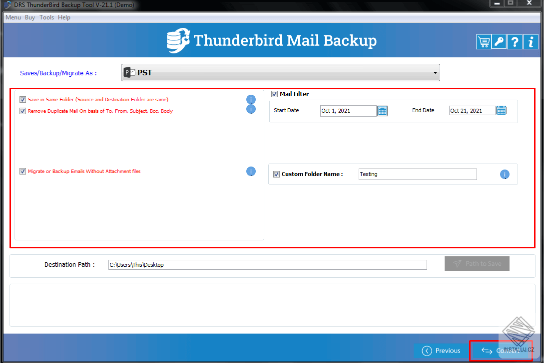 DRS Thunderbird Backup Tool