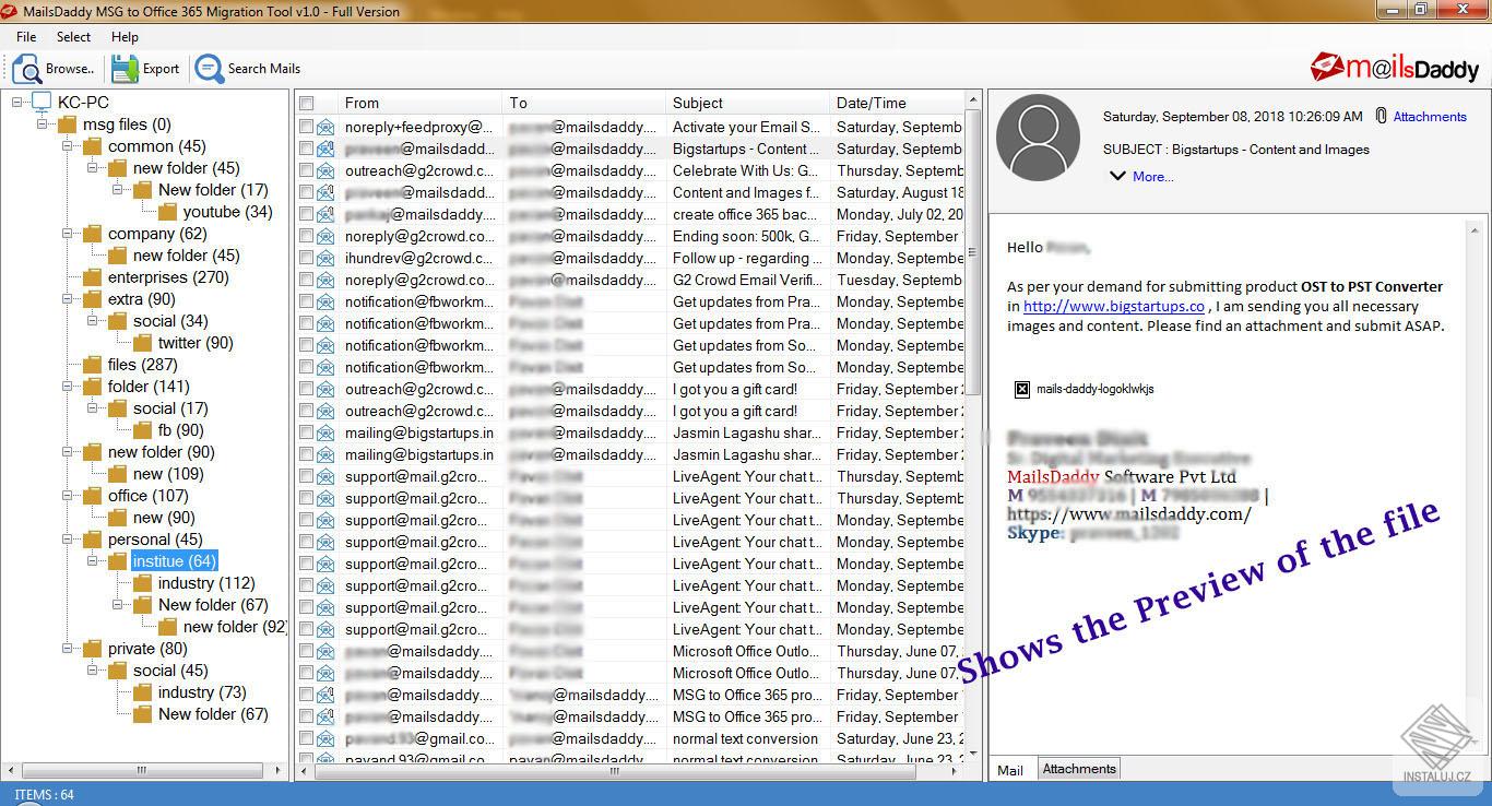 MailsDaddy MSG to Office 365 Migration