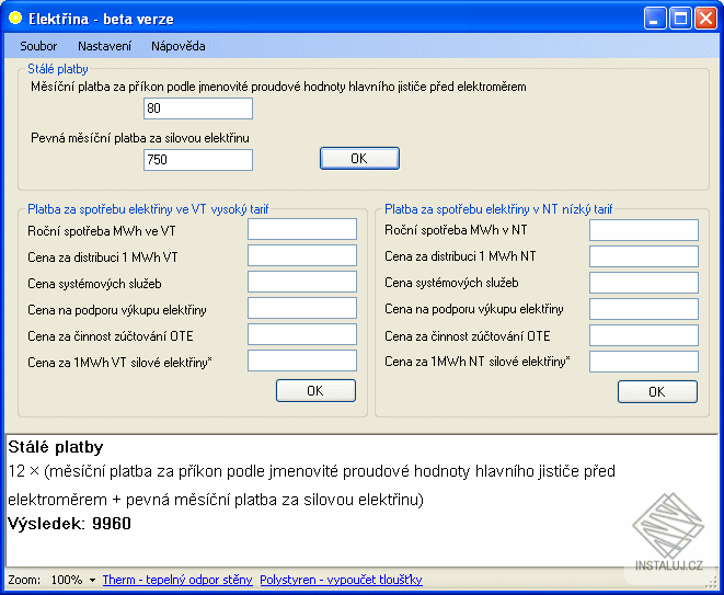 Platby elektrické energie