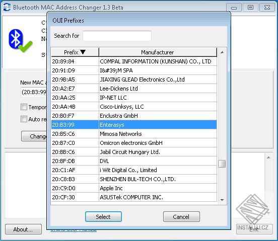 Bluetooth MAC Address Changer
