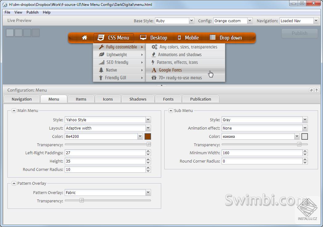 Swimbi - Swift Menu Builder