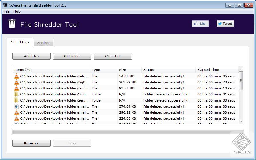 NoVirusThanks File Shredder Tool