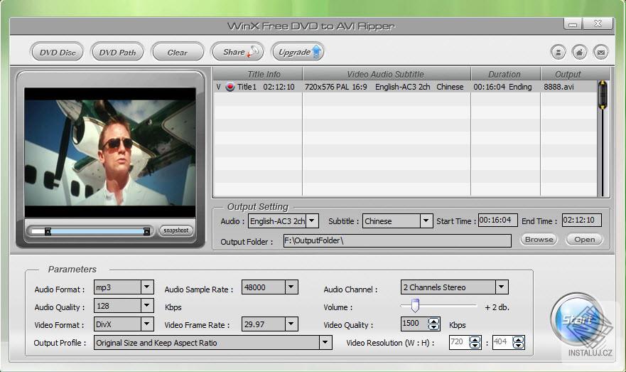 WinX Free DVD to AVI Ripper