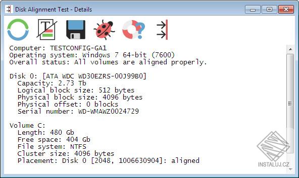 Disk Alignment Test Command Line