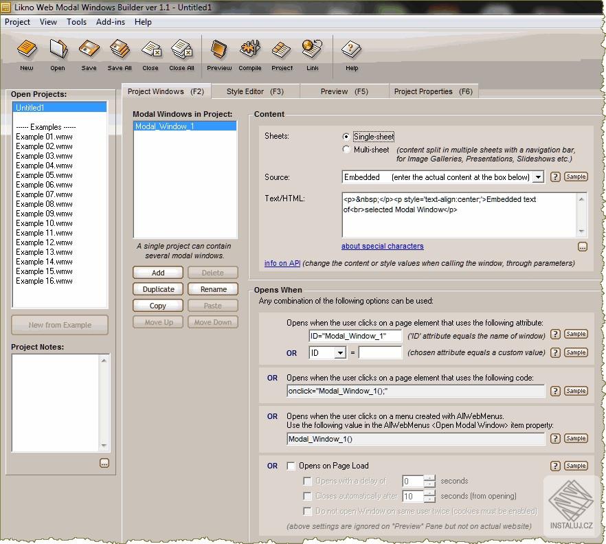 Web Modal Windows Builder