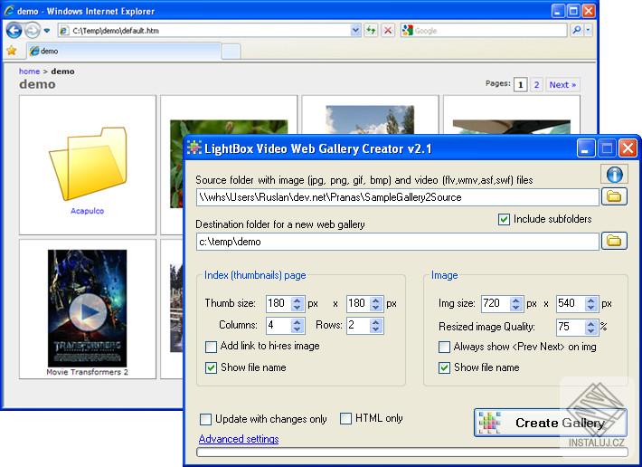 LightBox Video Web Gallery Creator