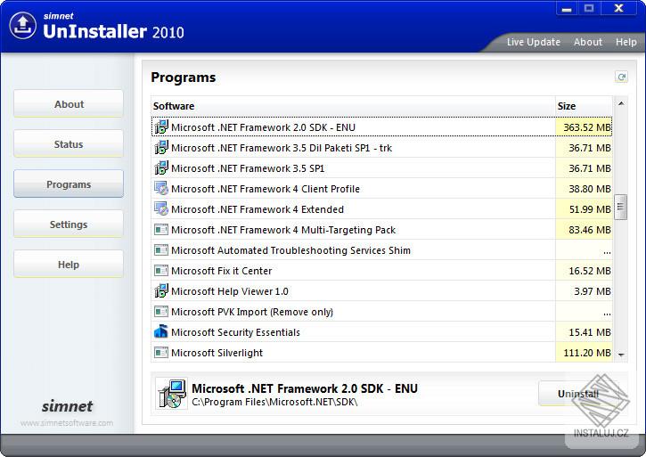 Simnet Uninstaller 2010