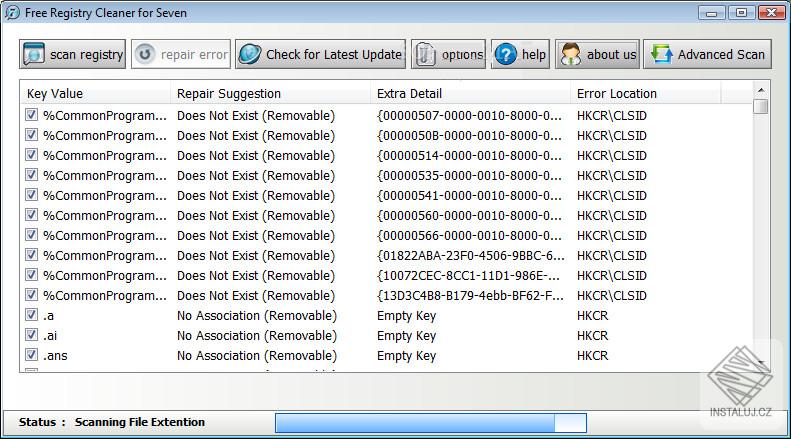 Free Registry Cleaner for Seven