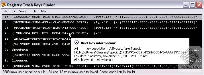 Registry Trash Keys Finder