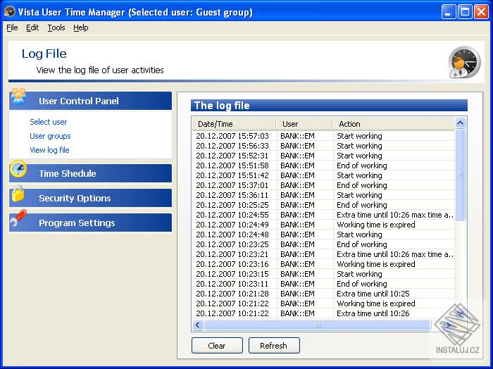 Vista User Time Manager