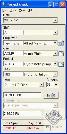Employee Project Clock