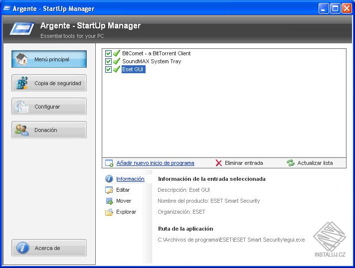 Argente - StartUp Manager