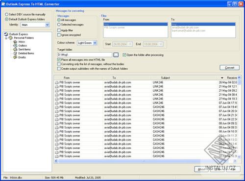 Outlook Express To HTML Converter
