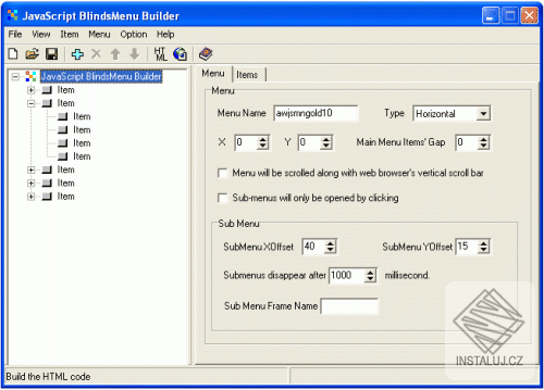 JavaScript BlindsMenu Builder