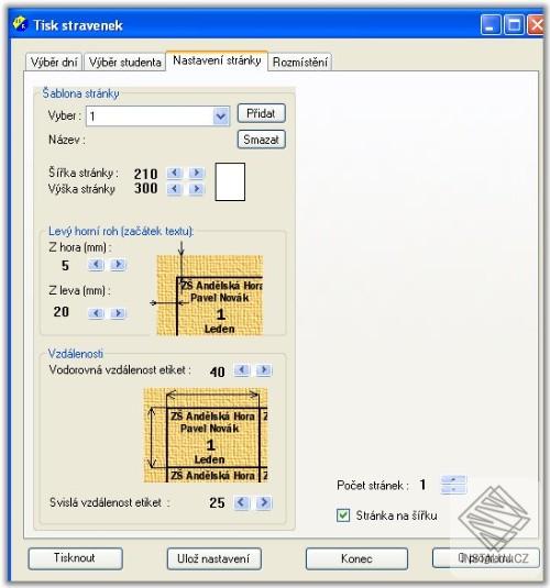 Tisk stravenek na jméno strávníka