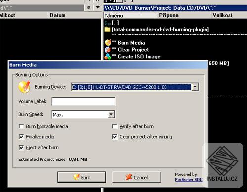 Total Commander CD/DVD Burning Plugin