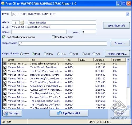 Free CD to WAV MP3 WMA AMR AC3 AAC Ripper